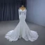 High-end White Lace Flower Wedding Dresses 2024 Trumpet / Mermaid Off-The-Shoulder Long Sleeve Court Train Wedding