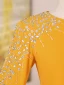 Vintage / Retro Yellow Rhinestone Prom Dresses 2024 Trumpet / Mermaid Scoop Neck Long Sleeve Floor-Length / Long Formal Dresses
