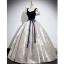 Elegante Schwarz Drucken Ballkleider 2023 Ballkleid Eckiger Ausschnitt Kurze Ärmel Rückenfreies Schleife Lange Ball Festliche Kleider