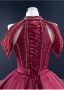 Luxury / Gorgeous Burgundy Quinceañera Handmade  Prom Dresses 2021 Halter Sleeveless Solid Color Satin Ball Gown Red Carpet Beading Formal Dresses Court Train