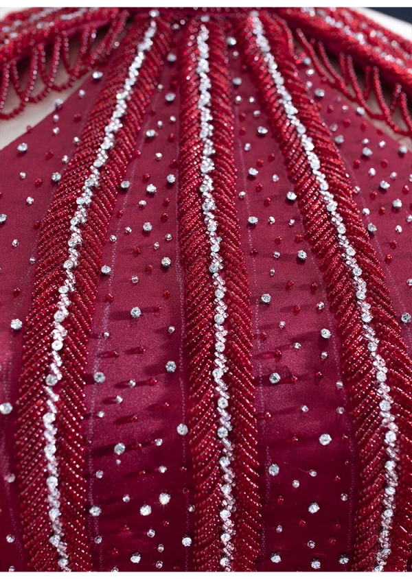 Luxury / Gorgeous Burgundy Quinceañera Handmade Prom Dresses 2021 Halter Sleeveless Solid Color Satin Ball Gown Red Carpet Beading Formal Dresses Court Train