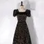 Scintillantes Noire Paillettes Robe De Bal 2024 Princesse Encolure Carrée Gonflée Manches Courtes Dos Nu Longue Promo Robe De Ceremonie