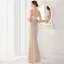 Sexy Beige Paillettes Robe De Soirée 2022 Trompette / Sirène Bretelles Spaghetti Sans Manches Dos Nu Longue Soirée Robe De Ceremonie