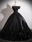 Vintage Schwarz Satin Ballkleider 2025 Ballkleid Off Shoulder Ärmellos Rückenfreies Lange Ball Festliche Kleider