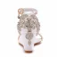 Charmant Weiß Strass Brautschuhe 2022 Knöchelriemen 6 cm Keilabsatz Peeptoes Hochzeit Sandaletten