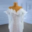 Luxury / Gorgeous White Handmade  Beading Pearl Wedding Dresses 2023 Trumpet / Mermaid Off-The-Shoulder Long Sleeve Backless Floor-Length / Long Wedding