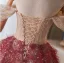 Fashion Red Beading Sequins Tassel Prom Dresses 2026 Ball Gown Off-The-Shoulder Short Sleeve Backless Floor-Length / Long Formal Dresses
