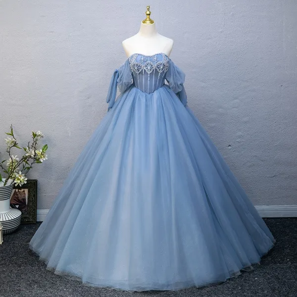 Sky Blue Rhinestones Cowl Neck Cocktail Designer Prom Dress main image 0