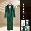Fall Winter Glitter Dark Green Birthday Long Sleeve 6-piece Boys Wedding Suits 2025 Body Jewellery Coat Pants Shirt Tie Vest