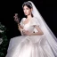 Luxus / Herrlich Ivory / Creme Perlenstickerei Perle Pailletten Brautkleider / Hochzeitskleider 2022 Ballkleid Eckiger Ausschnitt Geschwollenes Kurze Ärmel Rückenfreies Schleife Königliche Schleppe Hochzeit