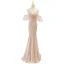 Scintillantes Sexy Champagne Paillettes Robe De Soirée 2022 Trompette / Sirène Bretelles Spaghetti Gonflée Manches Courtes Dos Nu Longue Soirée Robe De Ceremonie