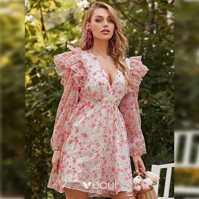strapless open back dress Cute Pink chiffon lace prom dress, pink evening dress – shdress