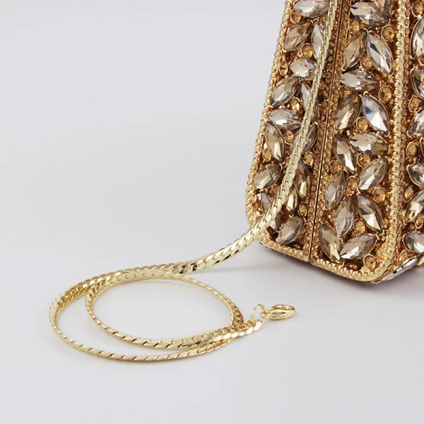 Chic / Beautiful Gold Glitter Pierced Rhinestone Sequins Evening Party Clutch Bags 2022