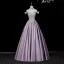 Elegante Violett Strass Ballkleider 2026 A Linie Bandeau Ärmellos Rückenfreies Lange Festliche Kleider