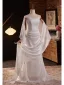 Modest / Simple White Satin Prom Dresses 2024 Trumpet / Mermaid Strapless Sleeveless Backless Sweep Train Prom Formal Dresses