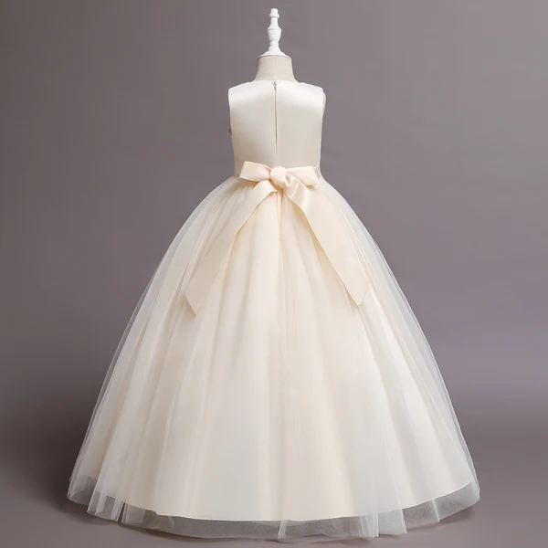 Lovely Blushing Pink Butterfly Appliques Birthday Flower Girl Dresses 2024 Ball Gown Scoop Neck Sleeveless Bow Sash Floor-Length / Long