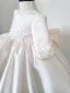Chic / Beautiful White Beading Pearl Short Flower Girl Dresses 2023 Ball Gown Birthday Scoop Neck Short Sleeve Bow