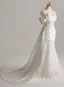 Elegant White Beading Lace Flower Appliques Wedding Dresses 2025 Trumpet / Mermaid Scoop Neck Cap Sleeves Backless Sweep Train