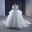 Luxury / Gorgeous Sparkly White Handmade  Beading Pearl Rhinestone Sequins Cascading Ruffles Wedding Dresses 2023 Ball Gown Scoop Neck Long Sleeve Backless