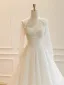 Luxury / Gorgeous White Handmade  Beading Lace Flower Sequins Wedding Dresses 2026 A-Line / Princess Strapless Long Sleeve Floor-Length / Long