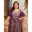Chic / Beautiful Purple Lace Flower Plus Size Evening Dresses 2025 A-Line / Princess V-Neck Short Sleeve Backless Floor-Length / Long Tulle Evening Party Formal Dresses
