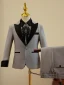 Fashion Grey 5-piece Prom Boys Wedding Suits 2023 Bow Tie Coat Pants Shirt Vest
