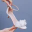 Simple Blanche Appliques Chaussure De Mariée 2024 Bride Cheville 5 cm Talons Aiguilles Peep Toes / Bout Ouvert Mariage Talons Hauts
