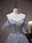 Charmant Meeresblau Perlenstickerei Pailletten Ballkleider 2023 A Linie Off Shoulder Kurze Ärmel Rückenfreies Lange Ball Festliche Kleider