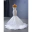 Luxury / Gorgeous Sexy White Beading Pearl Glitter Wedding Dresses 2023 Trumpet / Mermaid Strapless Sleeveless Backless Sweep Train Wedding