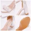 Charmant Blanche En Dentelle Fleur Perle Gland Chaussure De Mariée 2023 Bride Cheville 7 cm Talons Épais Peep Toes / Bout Ouvert Mariage Sandales Talons Hauts