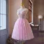 Lovely Candy Pink Beading Appliques Lace Flower Sequins Homecoming Short Graduation Dresses 2024 Ball Gown Spaghetti Straps Backless Sleeveless