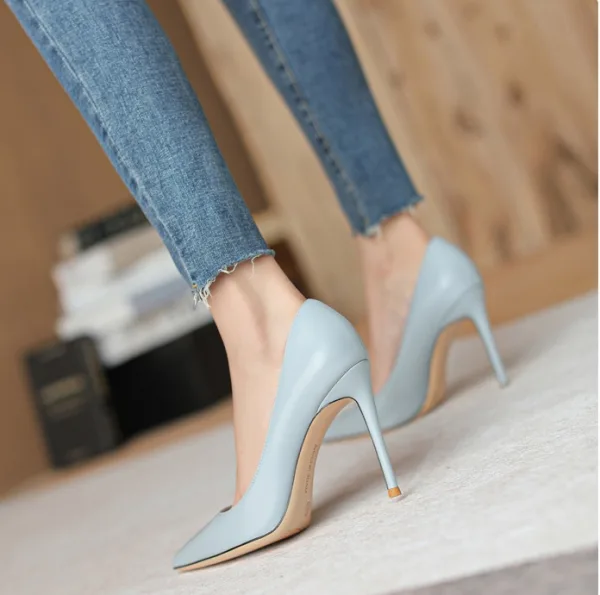 Mode Bordeaux Kantoor OL Leer Pumps 2025 10 cm Naaldhakken / Stiletto Spitse Neus Pumps Hoge Hakken