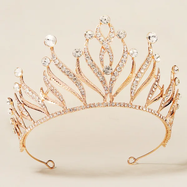 Uroczy Złote Rhinestone Ślub Tiara Ozdoby Do Włosów Ślubne 2023