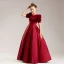 Vintage / Retro Satin Black Birthday Prom Flower Girl Dresses 2022 A-Line / Princess Scoop Neck Short Sleeve Floor-Length / Long Flower Girl Dresses
