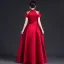 Chinese style Burgundy Satin Lace Flower Evening Dresses 2023 A-Line / Princess High Neck Short Sleeve Floor-Length / Long Evening Party Formal Dresses