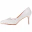 Elegante Witte Rhinestone Kant Bloem Bruidsschoenen 2025 7 cm Naaldhakken / Stiletto Spitse Neus Huwelijk Pumps Hoge Hakken