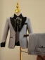 Fashion Grey 5-piece Prom Boys Wedding Suits 2023 Bow Tie Coat Pants Shirt Vest