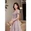 Chic / Beautiful Lilac Sequins Prom Dresses 2022 A-Line / Princess Strapless Puffy Short Sleeve Backless Floor-Length / Long Prom Formal Dresses