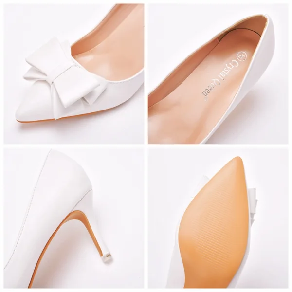 Chic / Belle Blanche Noeud Promo Escarpins 2022 7 cm Talons Aiguilles À Bout Pointu Escarpins Talons Hauts