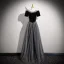 Bling Bling Black Sequins Prom Dresses 2026 A-Line / Princess Scoop Neck Short Sleeve Floor-Length / Long Tulle Formal Dresses
