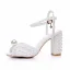 Elegante Weiß Perle Brautschuhe 2024 Hochzeit Knöchelriemen 9 cm Thick Heels Peeptoes Sandaletten Hochhackige