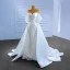 Charming White Trumpet / Mermaid Wedding Dresses 2022 Off-The-Shoulder Puffy Short Sleeve Backless Beading Pearl Sequins Floor-Length / Long Wedding
