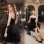 Sexy Schwarz Rüschen Kurze Geburtstag Partykleider 2022 Ballkleid Bandeau Ärmellos Rückenfreies Festliche Kleider