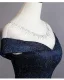 Bling Bling Navy Blue Sequins Prom Dresses 2026 A-Line / Princess Scoop Neck Short Sleeve Backless Floor-Length / Long Formal Dresses