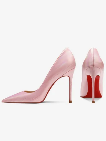 Unique Rougissant Rose Soirée Cuir Escarpins 2025 10 Cm Talons Aiguilles À Bout Pointu Escarpins Talons Hauts