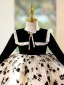 Chic / Beautiful Black Printing Birthday Short Flower Girl Dresses 2025 Ball Gown Scoop Neck Long Sleeve Tulle