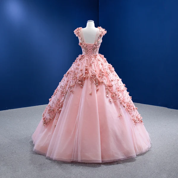 Fabulous Candy Pink Handmade  Beading Appliques Prom Dresses 2022 Ball Gown Scoop Neck Sequins Sleeveless Backless Floor-Length / Long Prom Formal Dresses