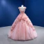 Fabulous Candy Pink Handmade  Beading Appliques Prom Dresses 2022 Ball Gown Scoop Neck Sequins Sleeveless Backless Floor-Length / Long Prom Formal Dresses