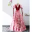 Vintage / Retro Red Floral Prom Dresses 2022 A-Line / Princess Square Neckline Short Sleeve Backless Bow Floor-Length / Long Prom Formal Dresses