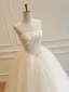 Elegante High End Champagner Handgefertigt Perlenstickerei Perle Pailletten Brautkleider / Hochzeitskleider 2026 Ballkleid Bandeau Ärmellos Rückenfreies Lange